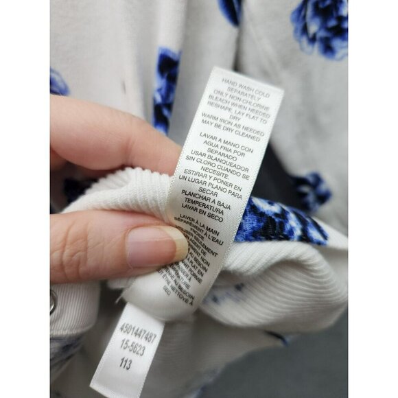 White House Black Market S Womens Floral & Polka Dot Button-Up Cardigan - Blue & - Picture 5 of 7